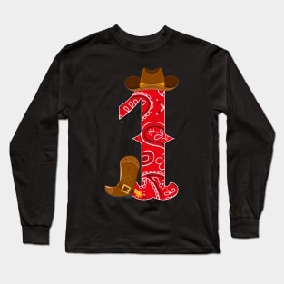 Kids 1st Birthday One Year Old Baby Cowboy Western Rodeo Party Long Sleeve T-Shirt